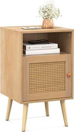 COSTWAY Nachtkastje van rotan, bijzettafel met open plank en, Huis en Inrichting, Verzenden, Zo goed als nieuw