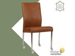 Leren eetkamerstoel Comfort met wieltjes - Granada Savannah, Huis en Inrichting, Stoelen, Bruin, Nieuw, Leer, Ophalen of Verzenden