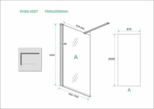 Aanbieding: Wiesbaden inloopdouche + Safety Glass + ZWART, Doe-het-zelf en Verbouw, Sanitair, Ophalen of Verzenden
