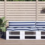 vidaXL Palletkussens 2 st gestreept oxford stof wit en blauw, Huis en Inrichting, Woonaccessoires | Kussens, Verzenden, Nieuw