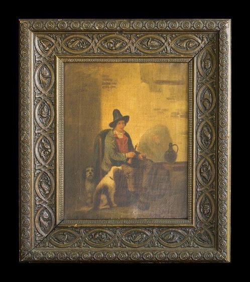 Emmanuel Noterman (1808-1863) - Le joueur de pipeau, Antiek en Kunst, Kunst | Schilderijen | Klassiek