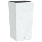 Plantenbak met uitneembare bak rattan-look 21/49 L PP wit, Verzenden, Nieuw