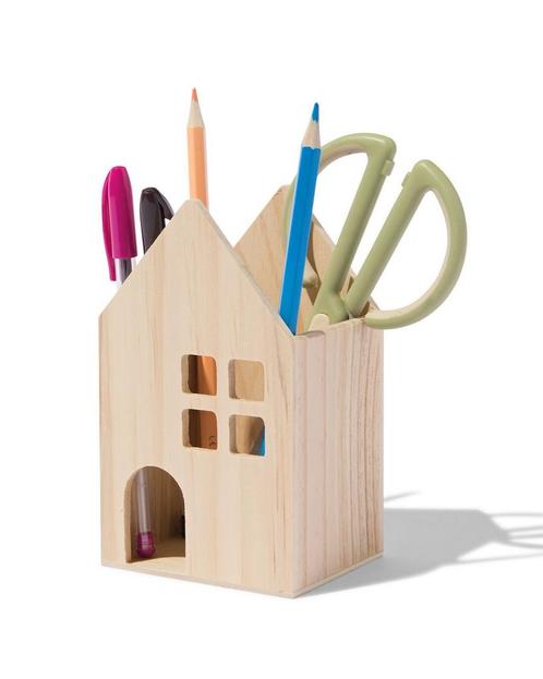HEMA Pennenhouder hout huisje 14cm, Hobby en Vrije tijd, Knutselen, Nieuw, Verzenden