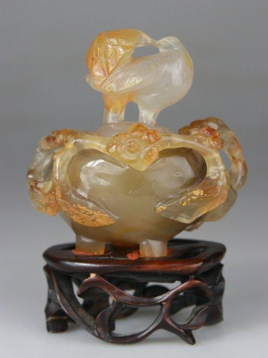 Vaas Tripode, Censer en Gesculpteerde Cornalijn - Bloemen -, Antiek en Kunst, Antiek | Overige Antiek