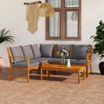 vidaXL 4-delige Loungeset met kussens massief acaciahout, Tuin en Terras, Tuinsets en Loungesets, Verzenden, Nieuw, Hardhout, Loungeset