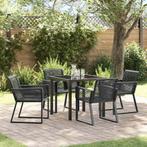 vidaXL Tuin Eetset 5 pcs Zwart Poly riet, Tuin en Terras, Tuinsets en Loungesets, Verzenden, Nieuw, Rotan