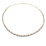 Bicolor gouden fantasie collier met koffieboon (Ketting), Ophalen of Verzenden, Gebruikt, Overige kleuren, Goud