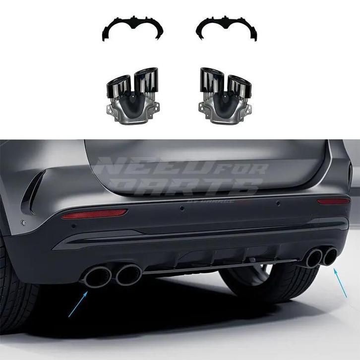 Mercedes-Specific Exhaust Tips Black For Mercedes GLA Class, Auto-onderdelen, Uitlaatsystemen, Ophalen of Verzenden