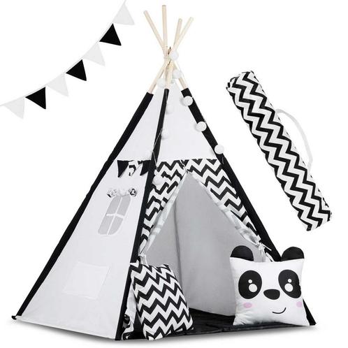 Panda thema tipi tent - perfect cadeau met lampjes en kus..., Kinderen en Baby's, Speelgoed | Speeltenten, Nieuw, Ophalen of Verzenden