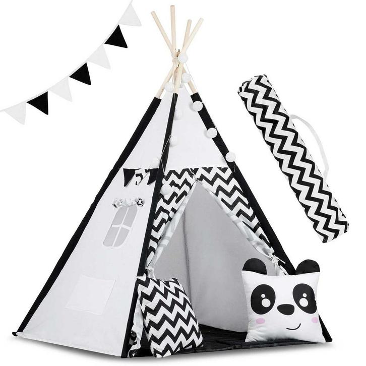 Panda thema tipi tent - perfect cadeau met lampjes en kus..., Kinderen en Baby's, Speelgoed | Speeltenten, Nieuw, Ophalen of Verzenden