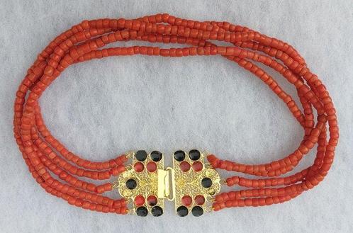 Halsketting - 14 karaat Geel goud Bloedkoraal - Bloedkoraal, Sieraden, Tassen en Uiterlijk, Kettingen