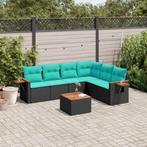 vidaXL 7-delige Loungeset met kussens poly rattan zwart, Tuin en Terras, Tuinsets en Loungesets, Verzenden, Nieuw, Rotan, Loungeset