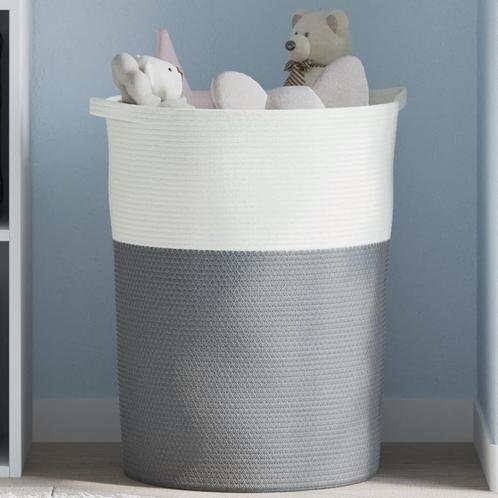 vidaXL Opbergmand Ø 49x65 cm katoen grijs en wit, Huis en Inrichting, Woonaccessoires | Schalen en Manden, Nieuw, Verzenden