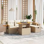 vidaXL 6-delige Loungeset met kussens poly rattan beige, Tuin en Terras, Tuinsets en Loungesets, Verzenden, Nieuw, Rotan, Loungeset
