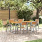 vidaXL Tuin Eetset 7 pcs Grijs en bruin Staal en massief, Tuin en Terras, Verzenden, Nieuw