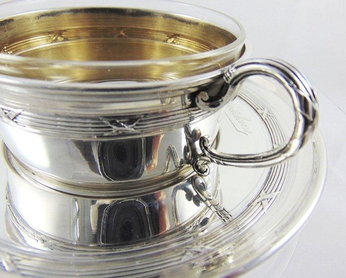 Olier & Caron - Kop en schotel - .950 zilver, Antiek en Kunst, Antiek | Goud en Zilver