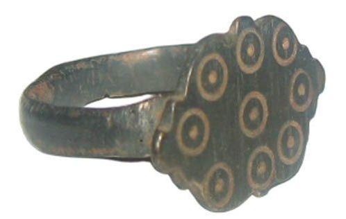 Middeleeuwen, kruisvaardersperiode Brons, gegraveerde ring, Sieraden, Tassen en Uiterlijk, Antieke sieraden