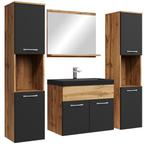 Badkamermeubel Set Montreal XL 60 x 35 cm Eiken Zwart, Verzenden, Nieuw, Wastafelkast