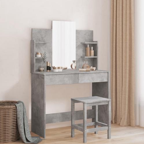vidaXL Kaptafel met spiegel 96x39x142 cm betongrijs, Huis en Inrichting, Tafels | Kaptafels, Nieuw, Verzenden