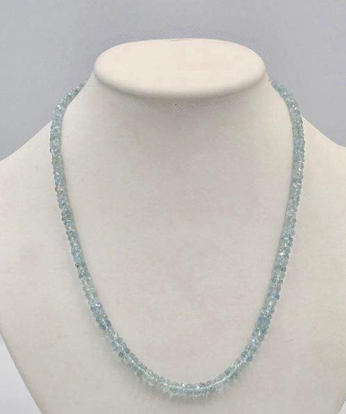 aquamarijn Ketting / Lengte: 45 cm- 15 g - (1), Verzamelen, Mineralen en Fossielen