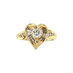 Gouden hart ring met diamant 14 krt, Sieraden, Tassen en Uiterlijk, Ringen, Goud, 17 tot 18, Dame, Wit