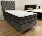 Boxspring DELUXE - Direct Leverbaar 90 x 200cm, Huis en Inrichting, Eric Kuster stijl Teddy-stof, 90 cm, Eenpersoons, Verzenden