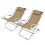 vidaXL Terrasstoelen verstelbaar 2 st staal taupe, Tuin en Terras, Ligbedden, Verzenden, Nieuw