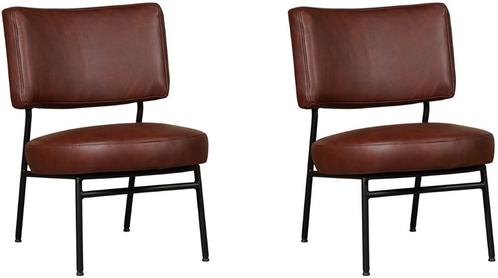 Leren ronde fauteuils - Echt leer, Modern, Comfortabel en k, Huis en Inrichting, Fauteuils, 50 tot 75 cm, 75 tot 100 cm, Nieuw