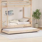 vidaXL Opklapbed met Wielen 100x200 cm Massief Grenenhout, Huis en Inrichting, Slaapkamer | Bedden, 100 cm, Eenpersoons, Bruin