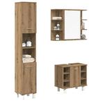 vidaXL 3-delige Badkamermeubelset bewerkt hout artisanaal, Huis en Inrichting, Badkamer | Badkamermeubels, Verzenden, Nieuw
