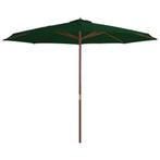 vidaXL Parasol met houten paal 350 cm groen, Verzenden, Nieuw, 3 tot 4 meter