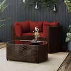 vidaXL 4-delige Loungeset met kussens poly rattan bruin, 4 zitplaatsen, Nieuw, Loungeset, Verzenden