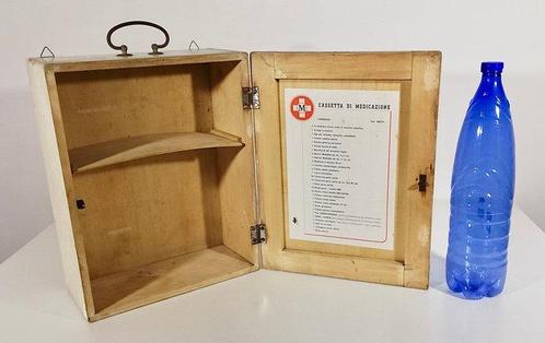 Medicijnkastje - Hout, Staal - Antieke medicinale kast, Antiek en Kunst, Antiek | Wandborden en Tegels
