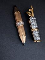 Beeld, Broches golftas en potlood ingelegd met Swarovski