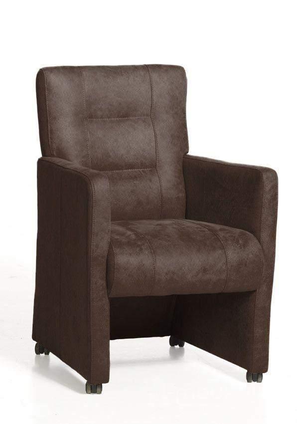 Eetkamerstoel Donna met wieltjes - eetkamerstoelen - Bruin, Huis en Inrichting, Stoelen, Bruin, Nieuw, Stof