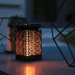 Solar LED lantaarn - Flame effect - Met schemersensor, Tuin en Terras, Buitenverlichting, Nieuw, Minder dan 50 watt, Zonne-energie