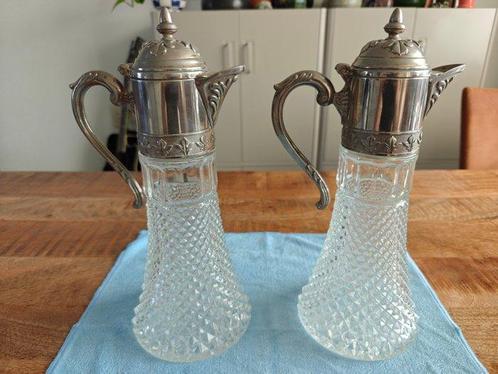 Karaf (2) - Glas, Verzilverd, Antiek en Kunst, Antiek | Meubels | Tafels