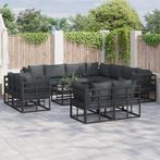 vidaXL Tuin Sofa Set met kussen met kussen 12 pcs Zwart 70 x, Verzenden, Nieuw, Aluminium