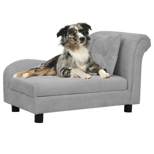 vidaXL Hondenbank met kussen 83x44x44 cm pluche grijs, Dieren en Toebehoren, Honden-accessoires, Nieuw, Verzenden