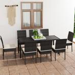 vidaXL 9-delige Tuinset poly rattan zwart, Nieuw, 8 zitplaatsen, Tuinset, Verzenden