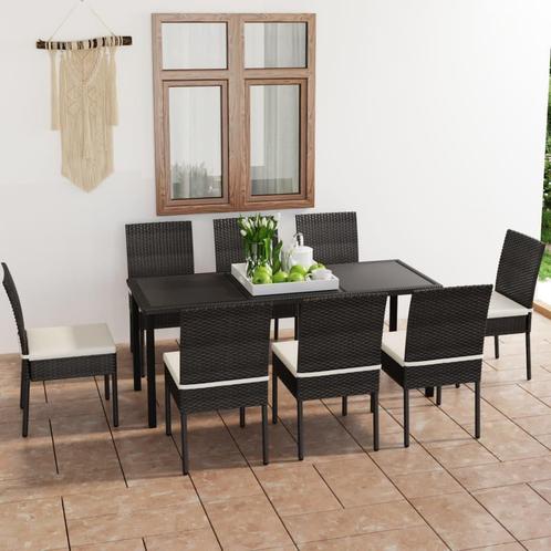 vidaXL 9-delige Tuinset poly rattan zwart, Tuin en Terras, Tuinsets en Loungesets, Tuinset, Nieuw, 8 zitplaatsen, Rotan, Verzenden