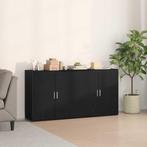 vidaXL Dressoirs 2 pcs Zwart eiken 79 x 38 x 80 cm Bewerkt, Huis en Inrichting, Kasten | Dressoirs, Verzenden, Nieuw, Overige houtsoorten