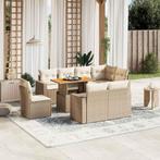 vidaXL 9-delige Loungeset met kussens poly rattan beige, Verzenden, Nieuw, Rotan, Loungeset