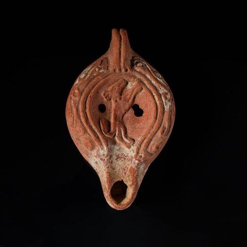 Oud-Romeins, Keizerrijk Romeinse terracotta olielamp met, Antiek en Kunst, Antiek | Overige Antiek