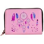 Portemonnee lichtroze met gekleurde veren en dromenvangers -, Ophalen of Verzenden, Nieuw