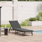 vidaXL Ligstoel met kussen lichtgrijs polyrotan, Tuin en Terras, Verzenden, Nieuw