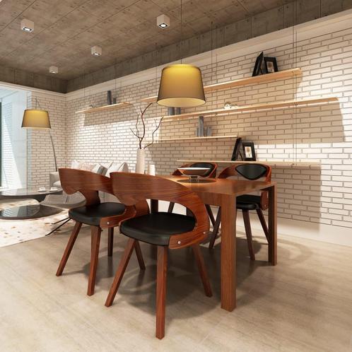 vidaXL Eetkamerstoelen 4 st gebogen hout en kunstleer bruin, Huis en Inrichting, Stoelen, Bruin, Nieuw, Verzenden