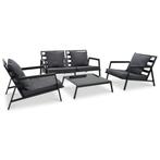 vidaXL 4-delige Loungeset met kussens aluminium donkergrijs, 4 zitplaatsen, Verzenden, Loungeset, Nieuw