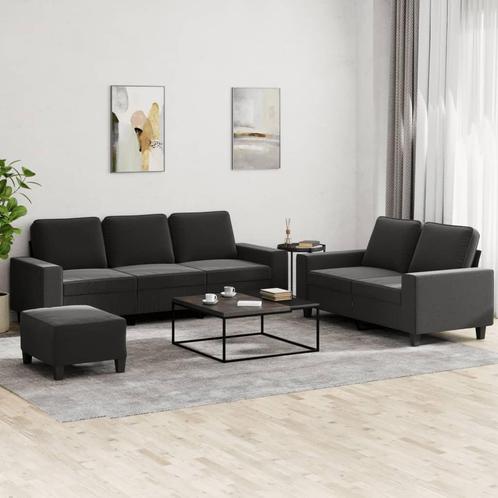 vidaXL 3-delige Loungeset stof zwart, Huis en Inrichting, Banken | Bankstellen, Nieuw, Stof, Vierpersoons of meer, Verzenden