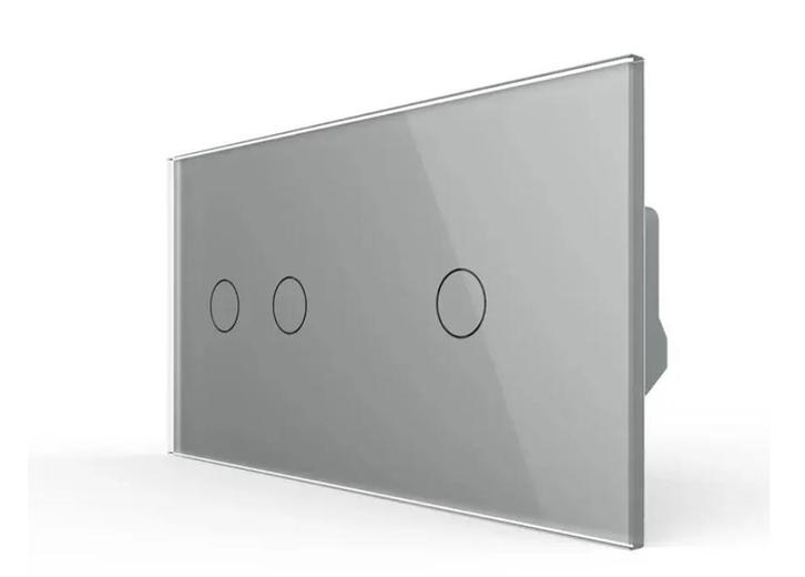 Livolo Touchscreen Schakelaar | Grijs | 2 + 1 | Aan/Uit, Doe-het-zelf en Verbouw, Elektra en Kabels, Schakelaar, Nieuw, Ophalen of Verzenden